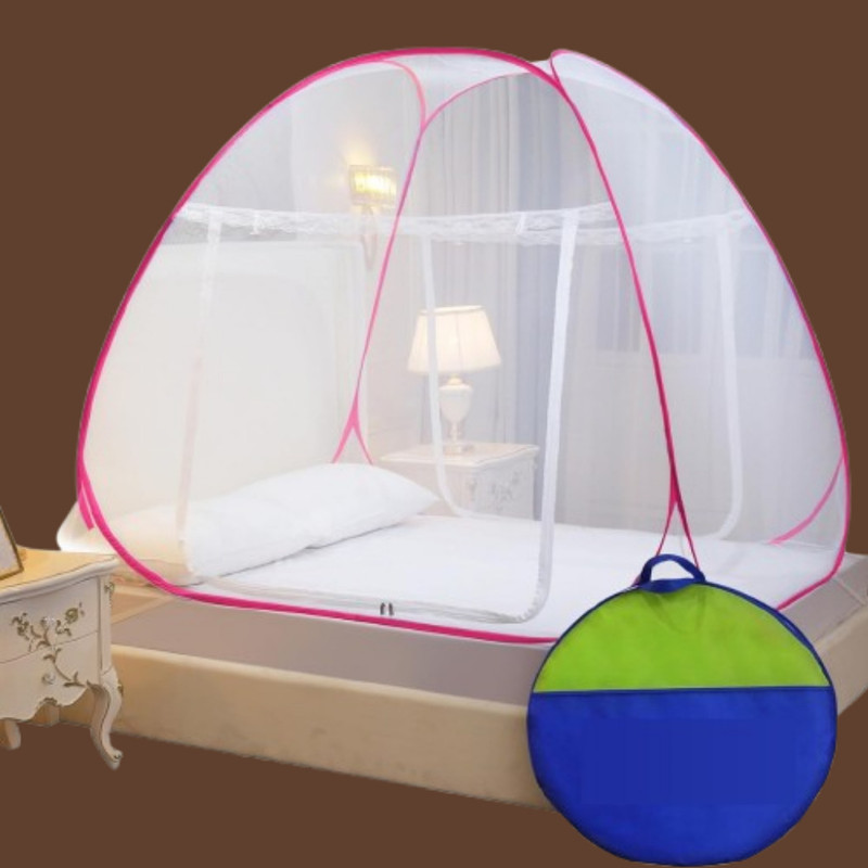VZHAENTERPRICE Portable Pop Up Bed Net with Mesh Protection Pink Polyester Washable Kids Mosquito Net(Pink, Tent)