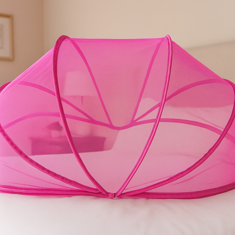 Hazi lungni center Mosquito net baby folding esay color pink size. 0 to24 month HDPE - High Density Poly Ethylene Washable Kids Mosquito Net(Pink, Tent)