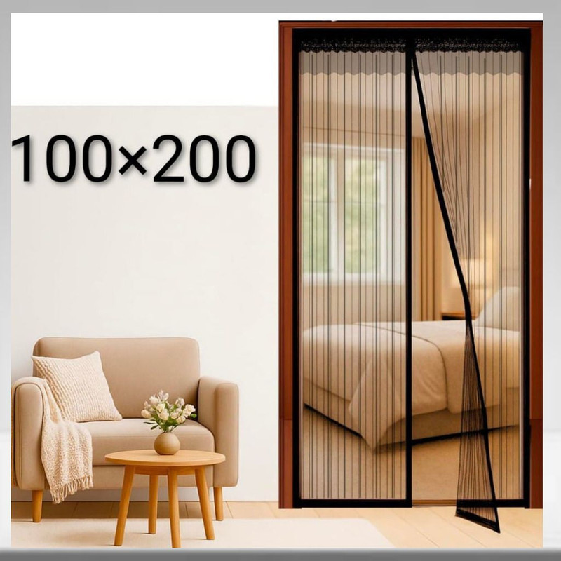 ZENETIX Fiberglass Magnetic Door Fibre Washable Adults Mosquito Net_(F25) Polyester Washable Infants Mosquito Net(Black, Frame Hung)