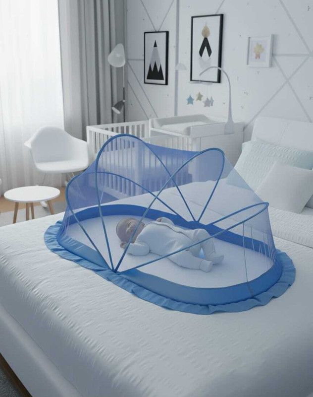 HAZILUNGICENTER MOSQIUO NET BABY COLOR VERY ESAY FLODING SIZE 0 TO 36 MONTH BABY MOSARI Polyester Washable Kids Mosquito Net(SKY, Tent)