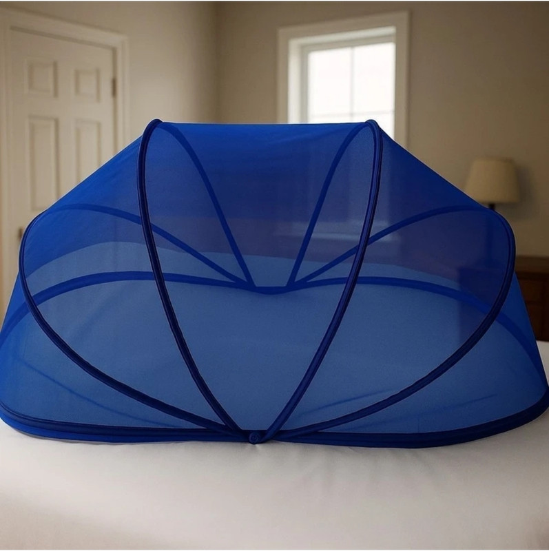 JK TEXTILE Baby crib mosquito net (size 0-24month) free size and very comfortable product Fibre Washable Infants Mosquito Net(Blue, Tent)