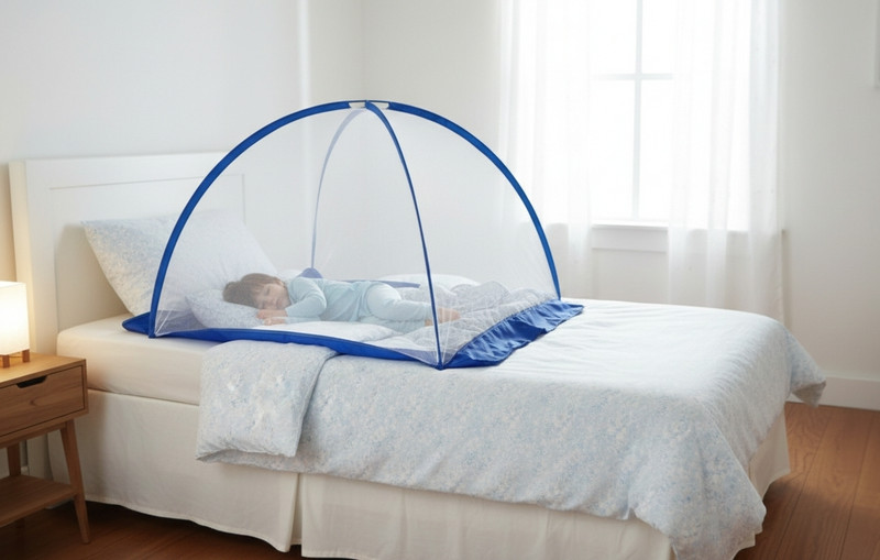 Latest Mart Foldable Baby Mosquito Net for Infants, Blue/White Tent Style) HDPE - High Density Poly Ethylene Washable Kids Mosquito Net(White, Tent)