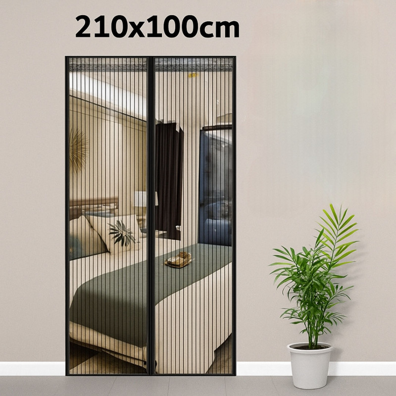 Twolight Auto-Closing Magnetic Door Polyester Washable Infants Mosquito Net(Black, Frame Hung)