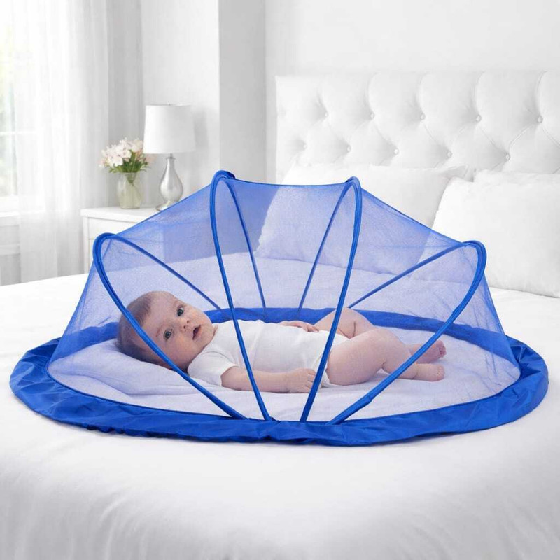 trekshild enterprise Blue colour premium quality baby mosquito net for 0 to 24 months baby's Cotton Washable Infants Mosquito Net(Blue, Tent)