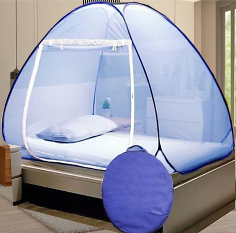KHANJAN FASHION FAB BLUE mosquito net curtains for door machardani double bed 7x7 cotton machardan Polyester Washable Kids Mosquito Net(Blue, skyblue, firozi, Sky blue, Navy Blue, Tent)