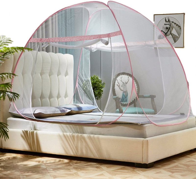 Cambik Polyester Adults Washable Premium Mosquito Net Blue Mosquito Net(Pink, Tent)