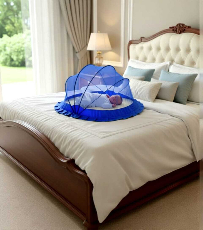 ERSAD ENTERPRISE Newborn & Infant Protection from Mosquitoes HDPE - High Density Poly Ethylene Washable Kids Mosquito Net(Blue, Tent)