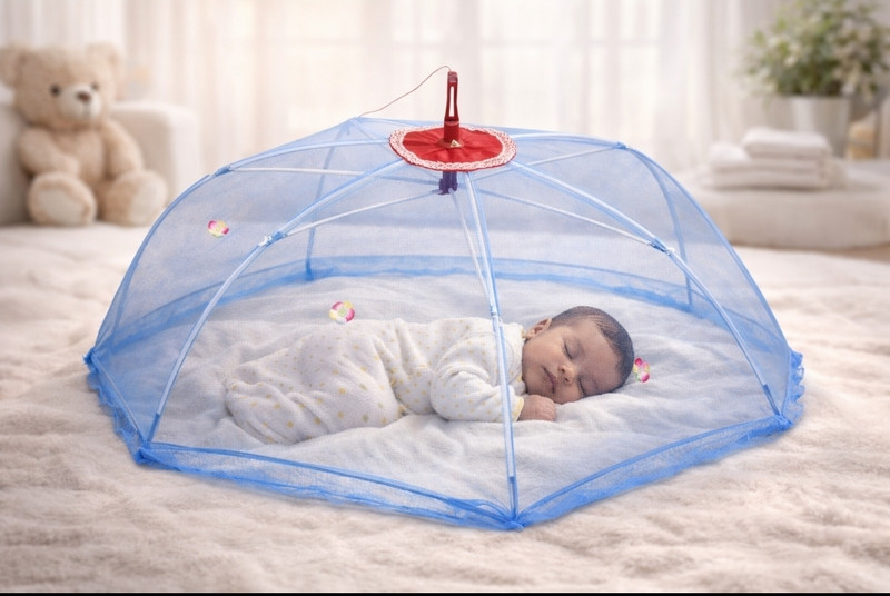 City King baby mosquito net plain tent type umbrella style for babies blue colour HDPE - High Density Poly Ethylene Washable Infants Mosquito Net(Blue, Tent)