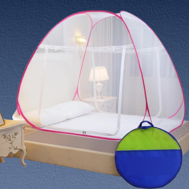VXHAENTERPRISE Easy Setup Bed Mosquito Net Tent for Double Bed Pink Polyester Washable Kids Mosquito Net(Pink, Tent)