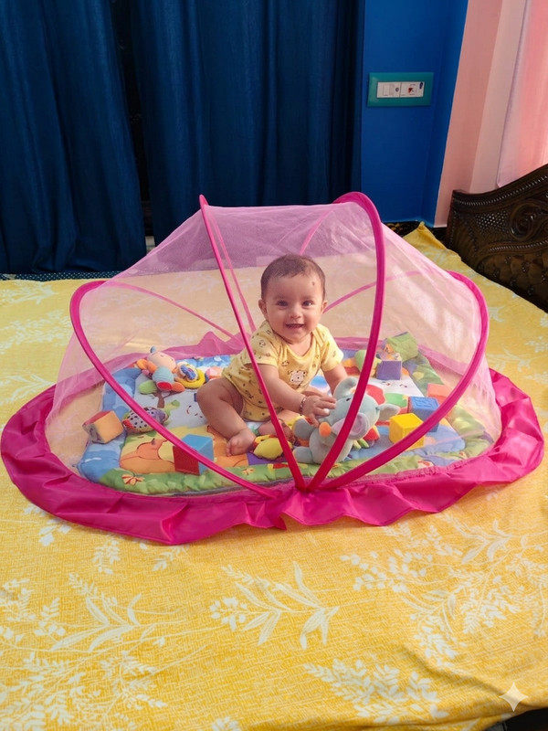 Barakah Mart Premium Pink Pop-up Mosquito Net for Baby HDPE - High Density Poly Ethylene Washable Infants Mosquito Net(Pink, Tent)