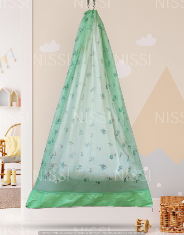 Nissi BABY NET Cotton Washable Infants Mosquito Net(Green, Ceiling Hung)