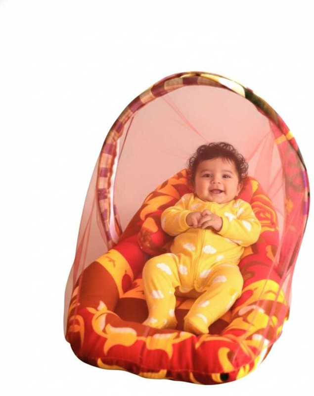 ERSAD ENTERPRISE Baby Mosquito Net with 3 Soft Pillow Velvet Cotton Washable Kids Mosquito Net(Red Velvet, Tent)
