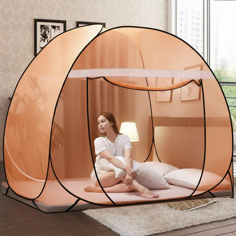 didhiti mosquito net tent foldable mosquito net big size bed k liye foldeble mosquito n Polyester Washable Kids Mosquito Net(Orange, Tent)