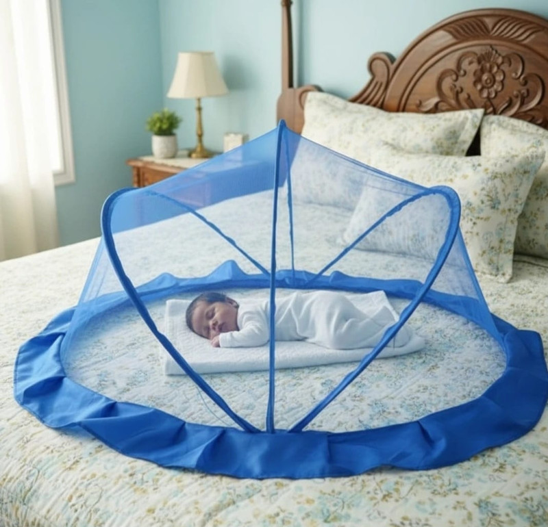 RAISA ENTERPRISE Baby Blue Crib 0 to 24 months old baby HDPE - High Density Poly Ethylene Washable Infants Mosquito Net(Blue, Tent)