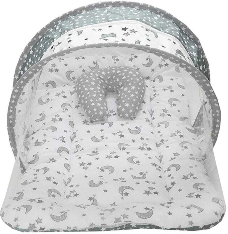 arvindkids New Born Baby masquito net Cotton Washable Kids Mosquito Net(White - Grey, Tent)