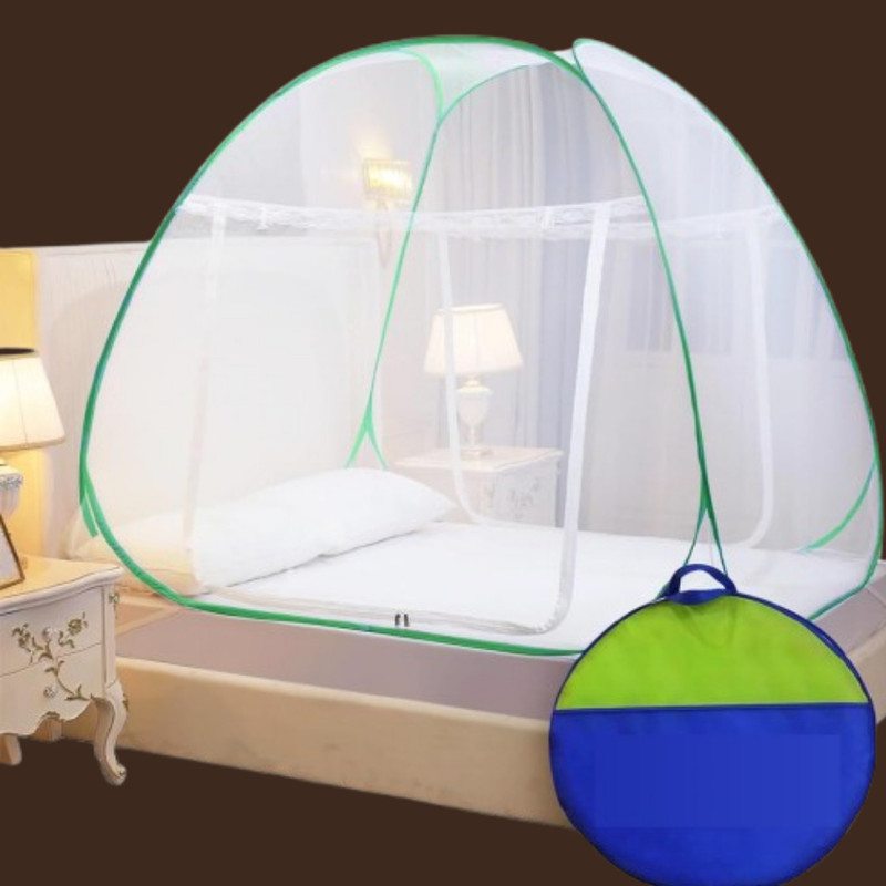 VZHAENTERPRICE Portable Folding Bed Mosquito Net Tent Green Polyester Washable Kids Mosquito Net(Green, Tent)