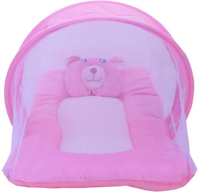 avni enterprises Born Baby Pink Bedding Set with Mosquito Net and Pillow Fibre Washable Kids Mosquito Net(Blue, Tent)