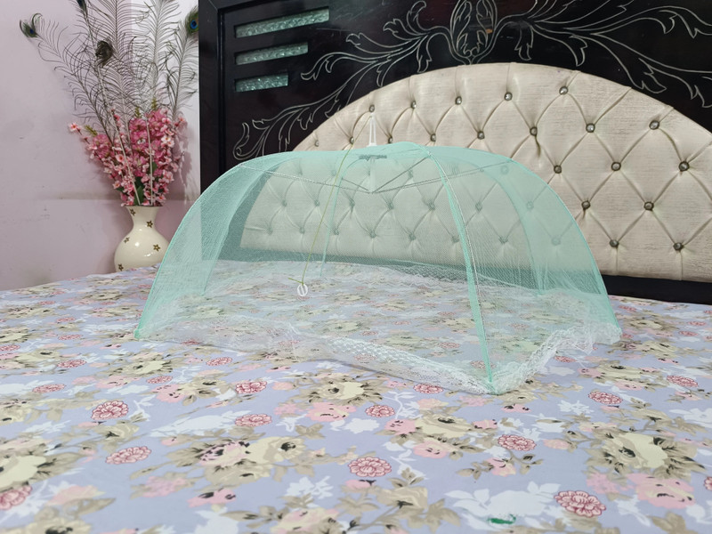 mjexport Foldable Mosquito Umbrella Net HDPE - High Density Poly Ethylene Infants Mosquito Net(Green, Tent)