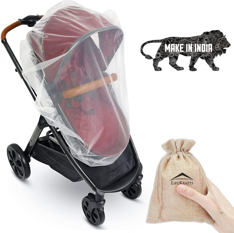 Lifekrafts Baby Stroller mosquito Net Nylon Washable Kids Mosquito Net(White, Frame Hung)