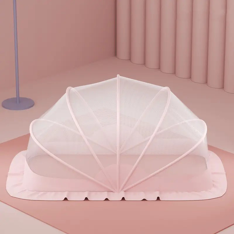 Kolar Large Bottomless Folding Machardani Baby Polyester Infants Mosquito Net(Pink, Tent)
