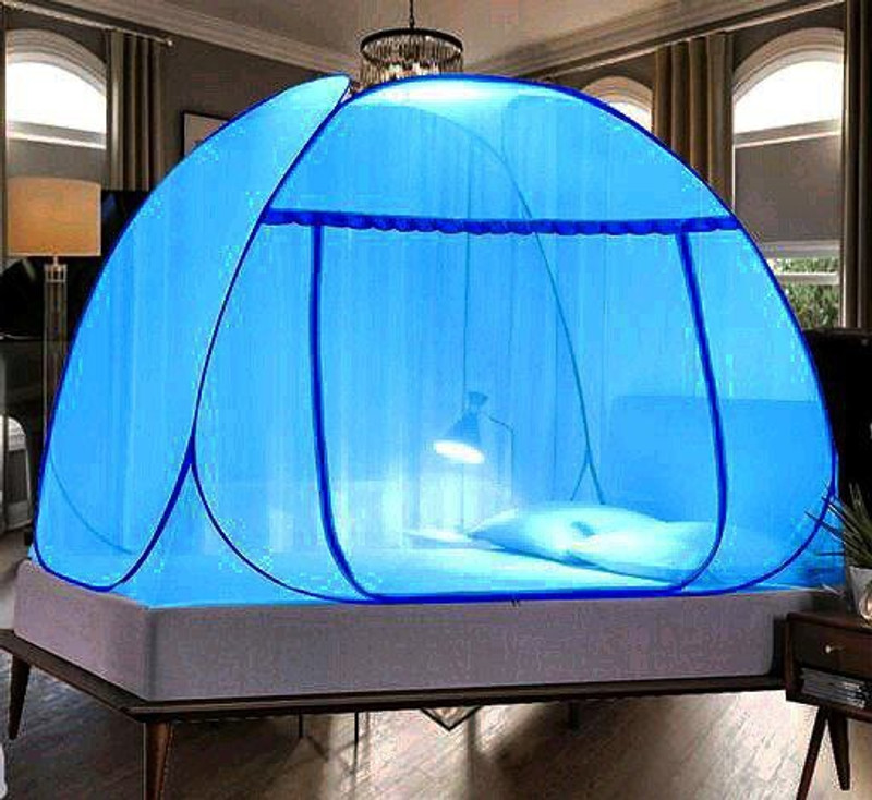 Netmates Double Bed/ King Size Bed/ Single Size Bed Mosquito Net Tent Polyester Washable Infants Mosquito Net(SKY BLUE, Tent)