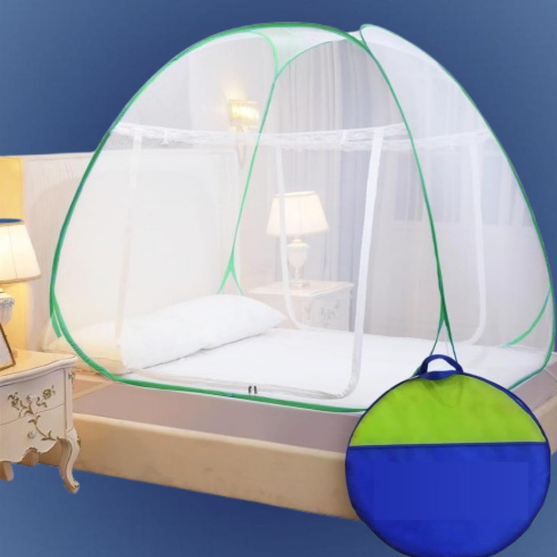 VXHAENTERPRISE Easy Setup Mosquito Net Tent with Fine Mesh Green Polyester Washable Kids Mosquito Net(Green, Tent)