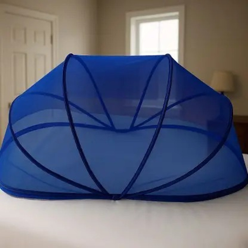 FAM TEXTILE PREMIUM QUALITY CRIB BABY (0 TO 2 YEARS) FOLDING MOSQUITO NET Polyester Washable Infants Mosquito Net(Navy Blue, Frame Hung)