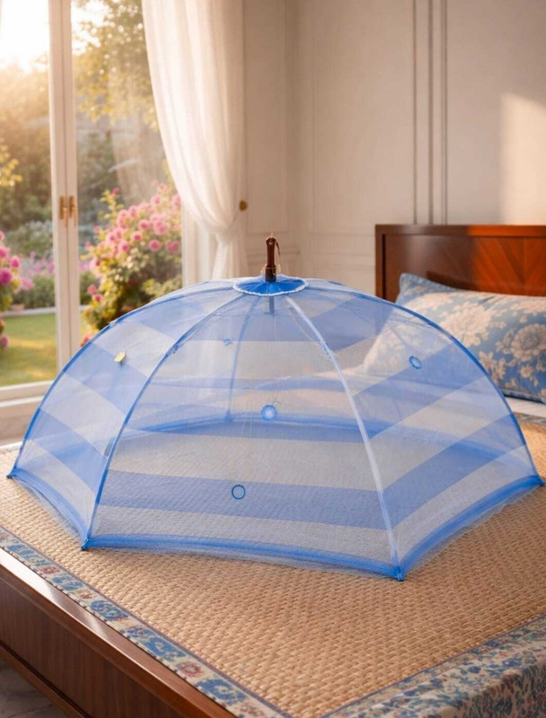 City King BAMOSNETPINKPATTI1PIS HDPE - High Density Poly Ethylene Washable Infants Mosquito Net(Blue, Tent)