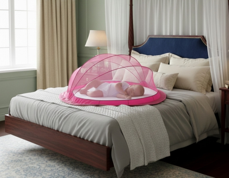 Ajejaj mosquito net baby color pink size 0 to 24 month esay to use Polyester Washable Kids Mosquito Net(Pink, Tent)