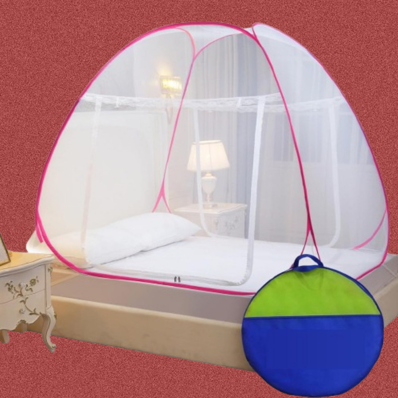 VXHAENTERPRISE Pop Up Mosquito Net Tent for Indoor Sleeping Pink Polyester Washable Kids Mosquito Net(Pink, Tent)