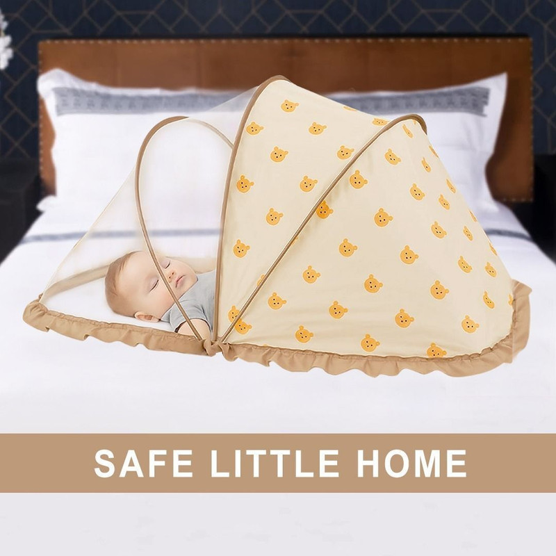 Flipkart SmartBuy Washable Folding Crib Big Size Mosquito Net Polyester Washable Infants Mosquito Net(Bear Design, Tent)