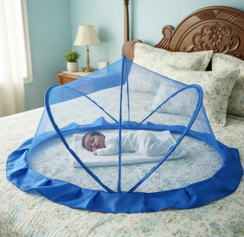 Latest Mart Skyblue crib Polyester Washable Kids Mosquito Net(Sky blue, Tent)
