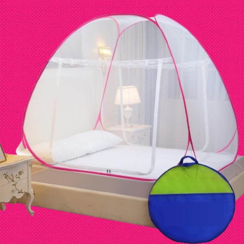 VZHAENTERPRICE Quick Setup Mosquito Net for Bedroom Bed Protection Pink Polyester Washable Kids Mosquito Net(Pink, Tent)