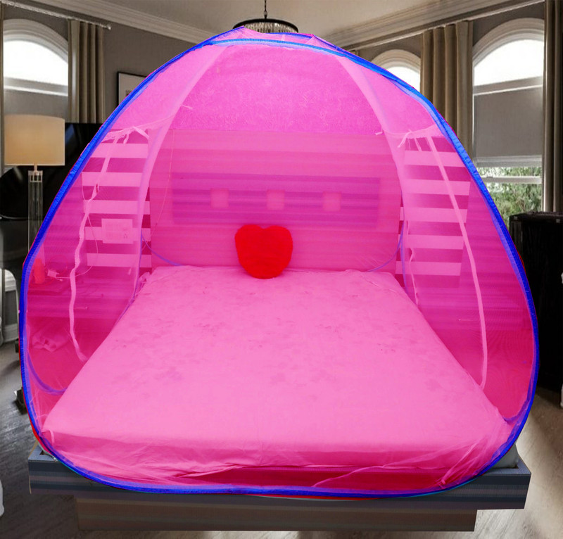 didhiti PINK- mosquito net tent house mosquito net cover bag machardani 7 7 feet Polyester Washable Kids Mosquito Net(Pink, Rani, Gulabi, Tent)