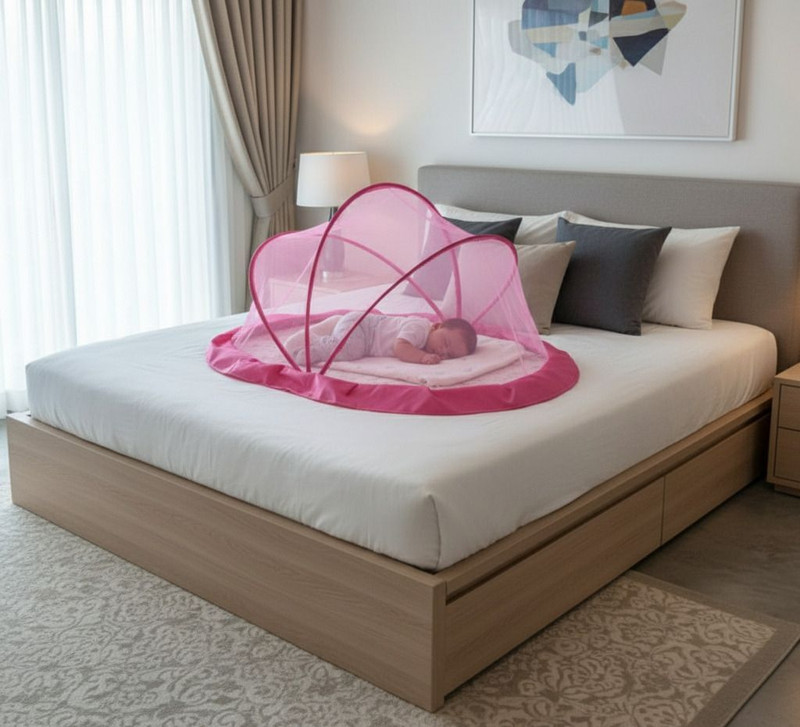 Latest Mart Pinkcrib Polyester Washable Kids Mosquito Net(Pink, Tent)