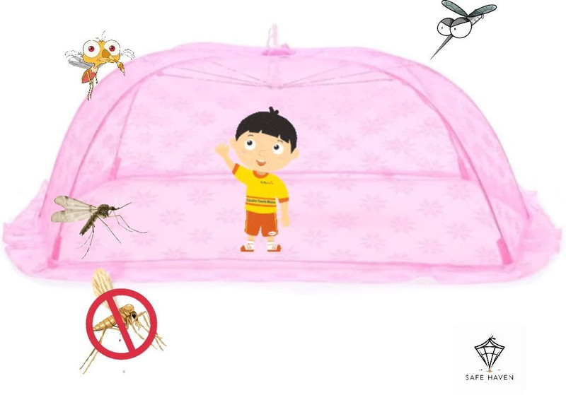 SAFE HAVEN PK-Bby-MQ-NT-03 Nylon Washable Kids Mosquito Net(Pink, Tent)