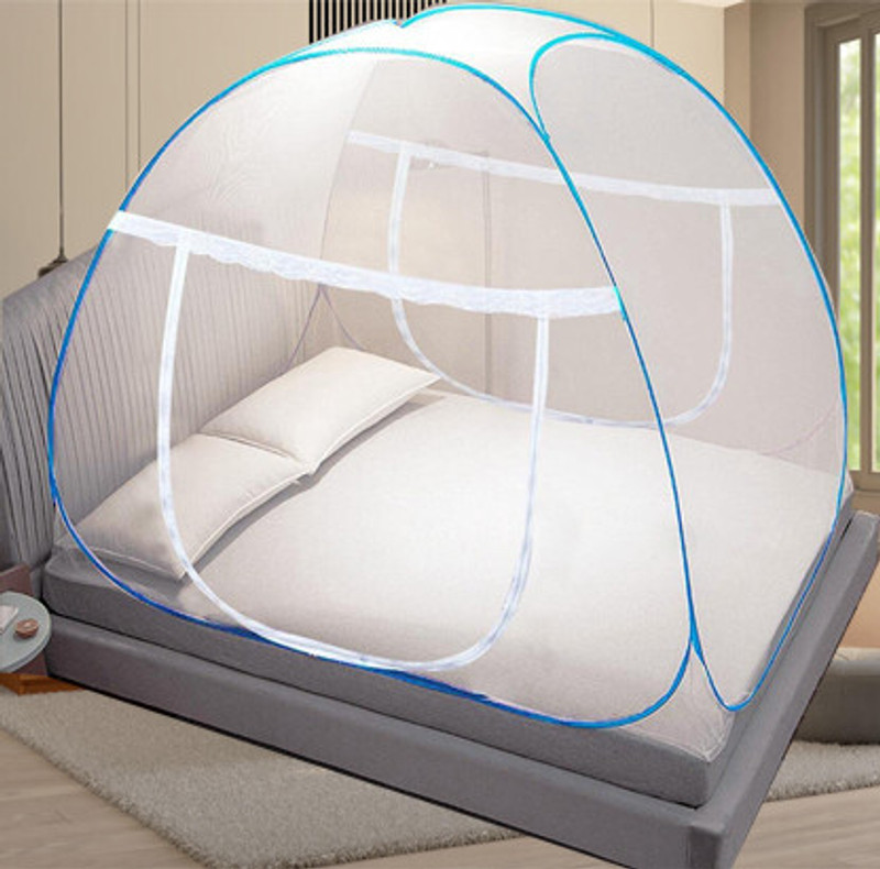 BELSODINE Foldable with Flexible fit for Double & King size Bed Polyester Washable Kids Mosquito Net(White, swet, safed, Blue, Navy Blue, Tent)