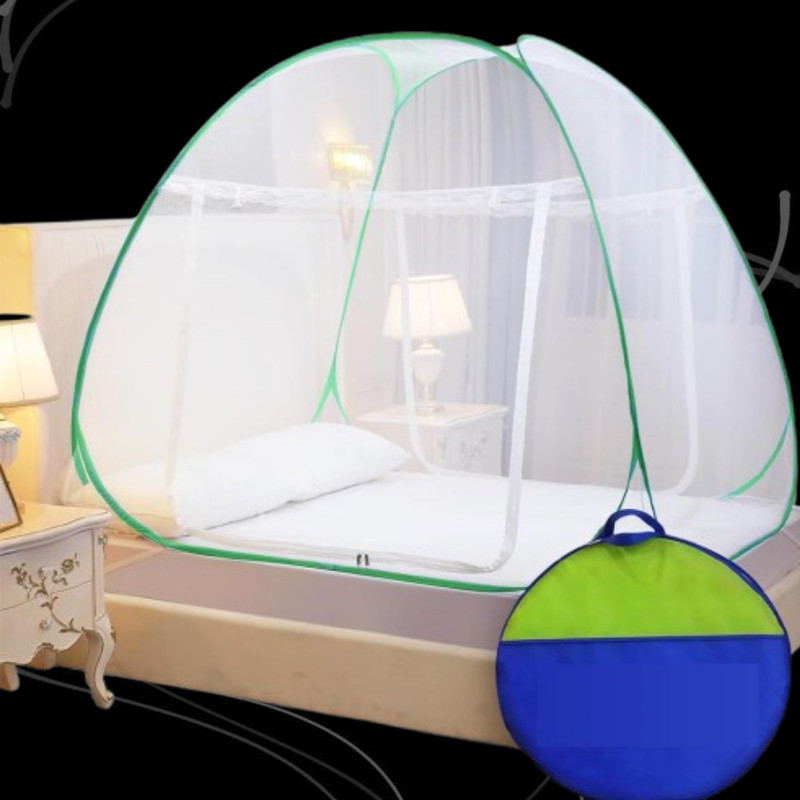 VXHAENTERPRISE Foldable Mosquito Net Tent with Dual Door Entry Green Polyester Washable Kids Mosquito Net(Green, Tent)
