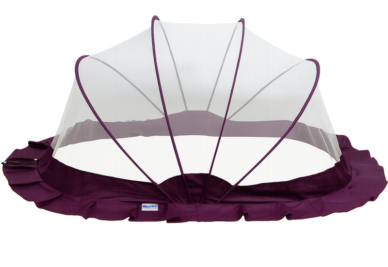 WEIRD WOLF Foldable Baby Mosquito Net I Full Cover Protection for 0-36 Months Kid Nylon Washable Infants Mosquito Net(Purple, Tent)