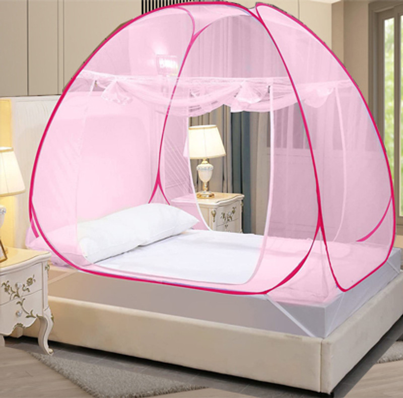 KHANJAN FASHION FAB PINK machhardani king size foldable mosquito net portable machardani rod mosket Polyester Washable Kids Mosquito Net(Pink, Rani, Gulabi, Peenk, pinq, Tent)
