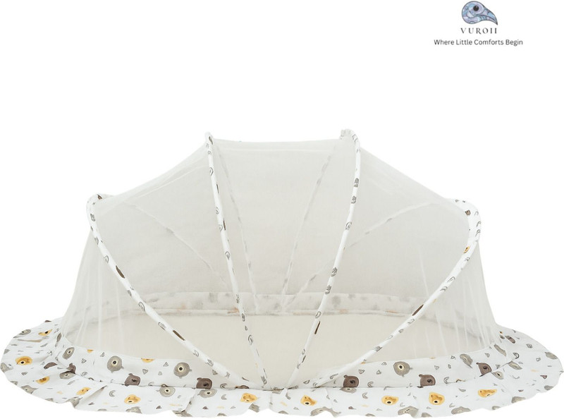 Vuroii Baby Folding Crib Polyester Infants Mosquito Net(White, Tent)