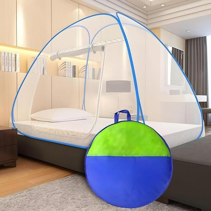MSENTERPRISES MOSQUITO NET DOULE BAD KING SIZE BLUE COLOR Polyester Washable Infants Mosquito Net(White, Tent)