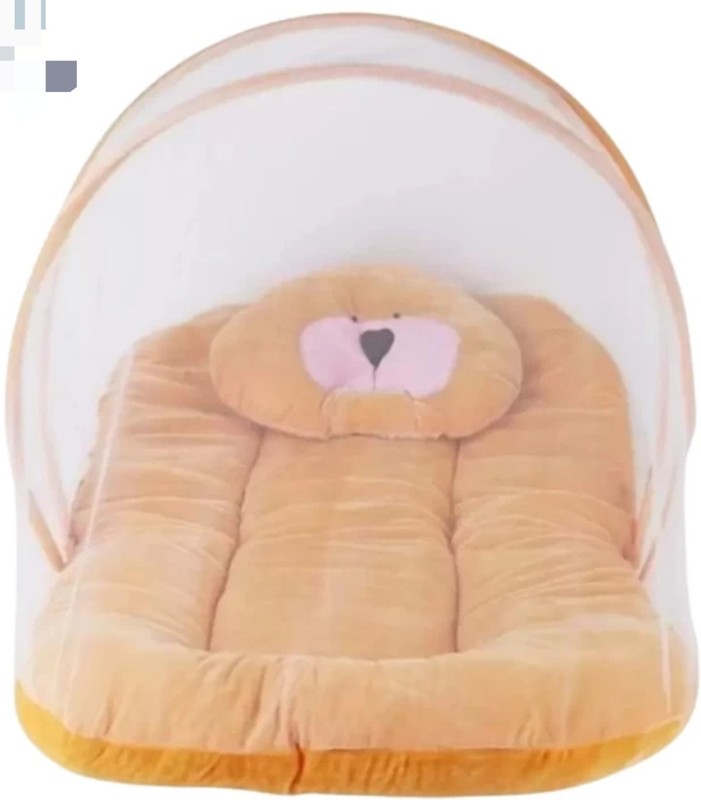 GODWIN Baby Bed with Mosquito net for 0-9 months baby Nylon Washable Kids Mosquito Net(Orange, Bed Box)