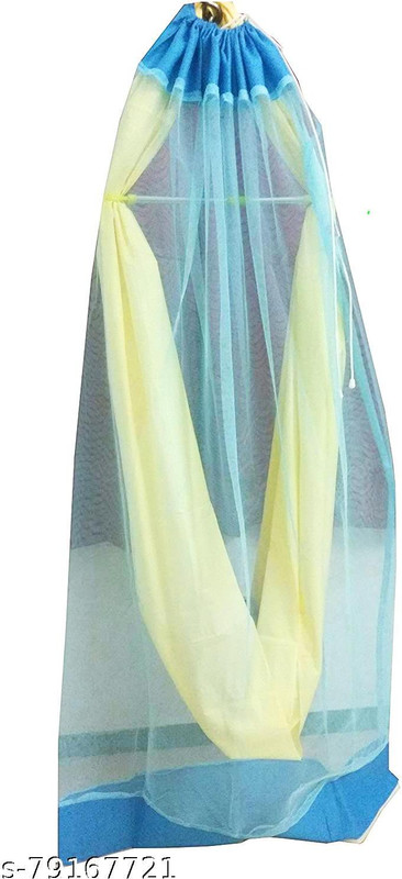 MINIKIDZ Mosquito Net for Baby Cradle/Baby Jhula/Baby Swing with Zip Opening, White and Blue Fibre Washable Kids Mosquito Net(Blue, Bed Box)