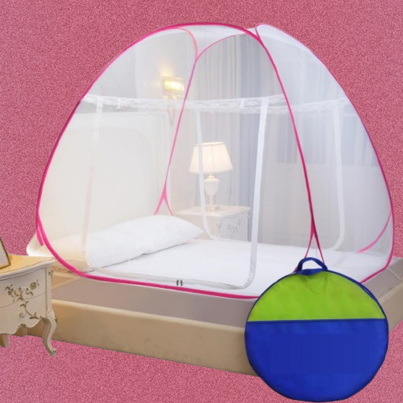 AK FAISHAN Foldable Bed Tent Mosquito Net with Breathable Mesh Pink Polyester Washable Kids Mosquito Net(Pink, Tent)