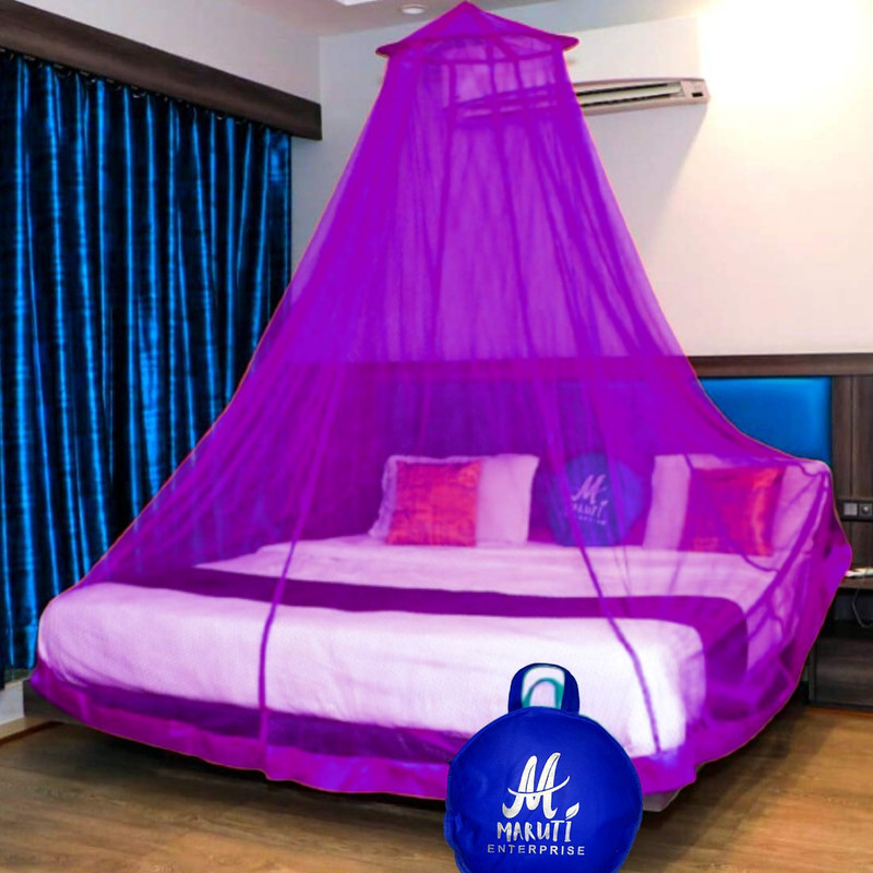 Maruti Enterprise Polyester Adults Washable Double bed (Round) Mosquito Net (Purple, Ceiling Hung) Polyester Washable Adults Mosquito Net(Purple, Ceiling Hung)
