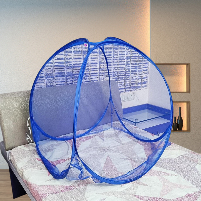 RUGLYNN Foldable Baby Mosquito Net Tent – Portable, Breathable, Insect Protection Polyester Washable Kids Mosquito Net(Blue, Tent)