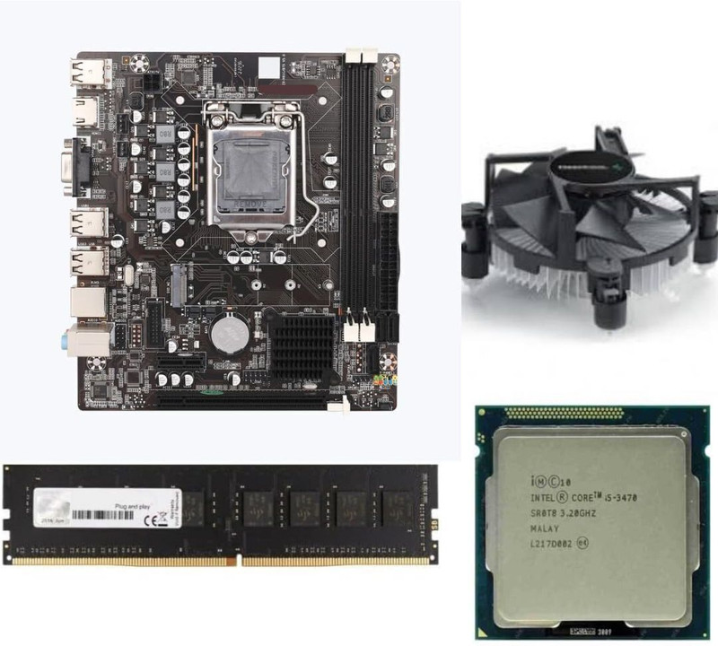 JAINX H61-i3-4GB-PFAN-128GB-SSD-COMBO LGA 1155Socket ATX Intel H61 Express Chipset DDR3 Motherboard for Desktop
