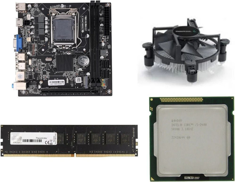 ZEBRONICS H61-i5(2400s/2320)-8GB-PFAN-COMBO( 3.0 Ghz ) LGA 1155Socket ATX Intel H61 Express Chipset DDR3 Motherboard for Laptop