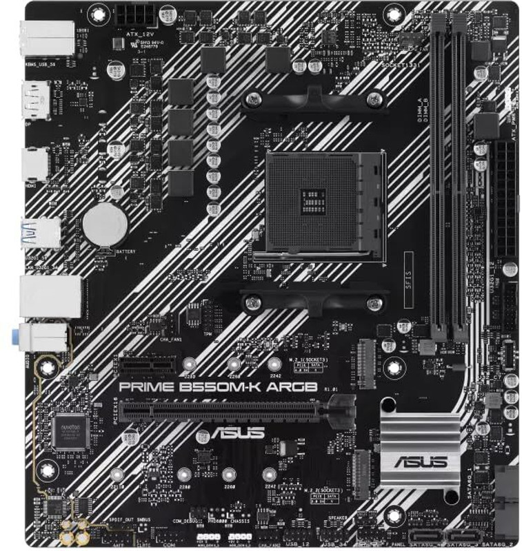 ASUS Prime B550M-K ARGB AM4Socket Micro-ATX AMD B550 Chipset DDR4 Motherboard for Desktop